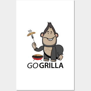 Funny gorilla as a griller Posters and Art